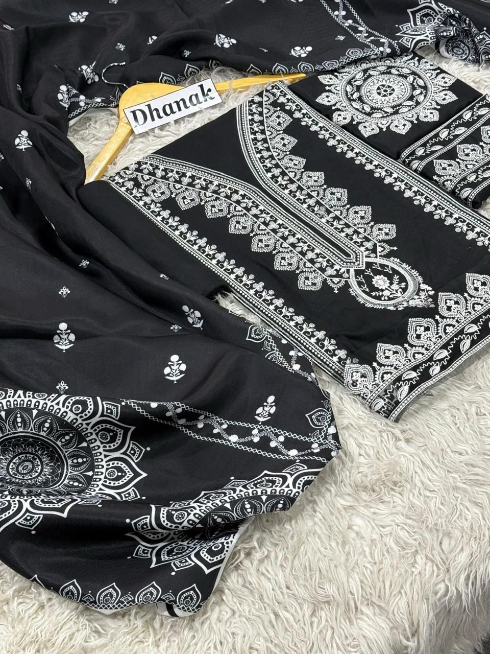 Dhanak 3pc Premium Embroidered Winter Suit with Wool Shawl